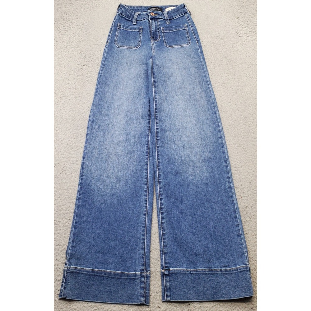BCBGeneration Jeans Womens 0/24 Blue Denim Stretch High Rise Wide Leg Streetwear